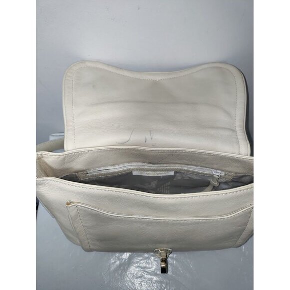 Armani Emporio VINTAGE Leather Adjustable Strap Shoulder Hand Bag White One Size - Picture 4 of 15